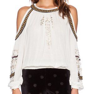Free People Cold Shoulder Beaded Top